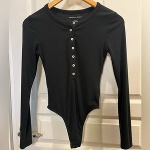 Long Sleeve Black Button down Bodysuit